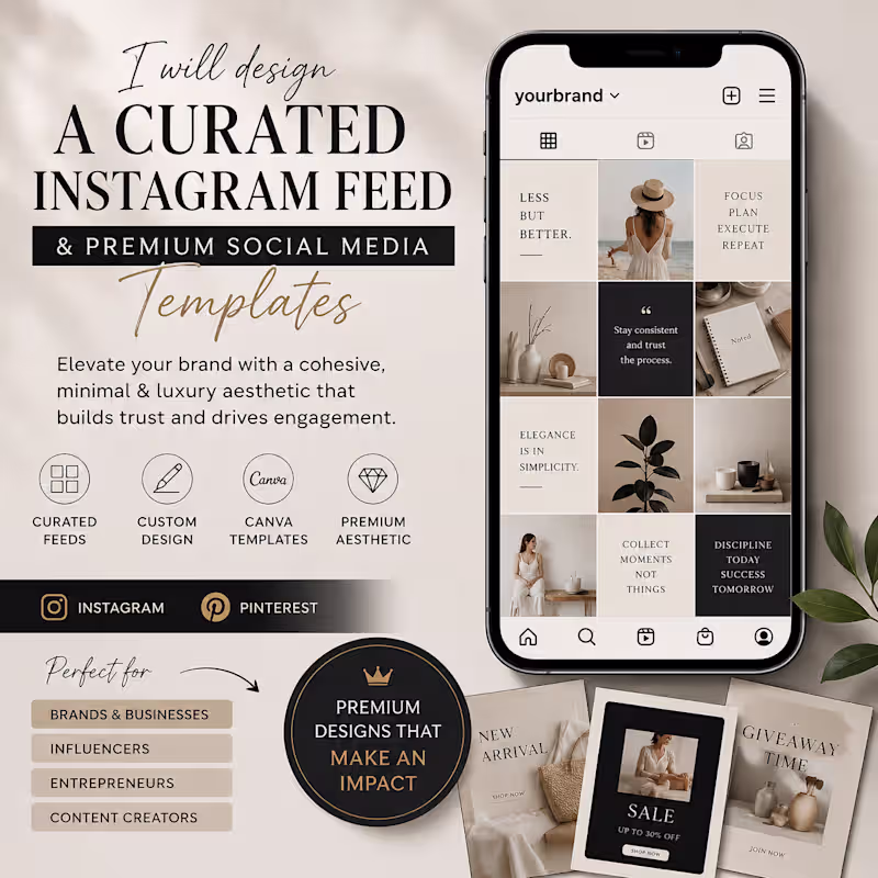 Cover image for  curated instagram feed and premium social media post template