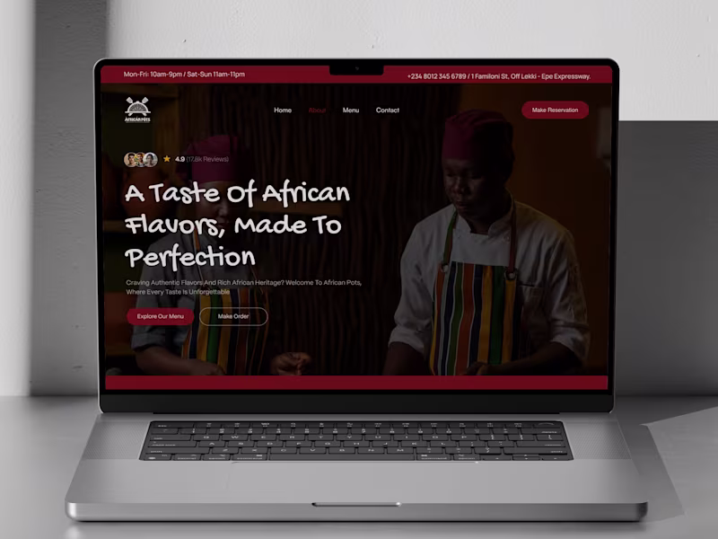 Cover image for Restaurant Website for The African Pots