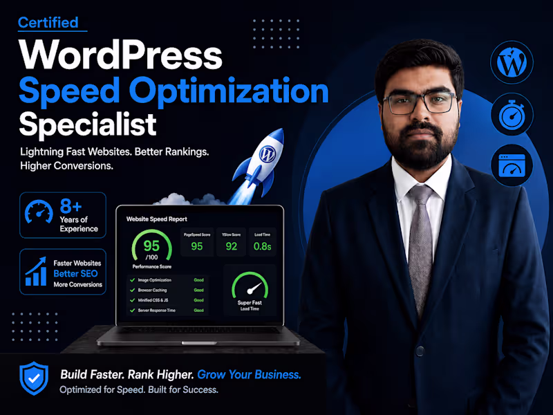 Cover image for You will get Website speed optimization for WordPress, Shopify