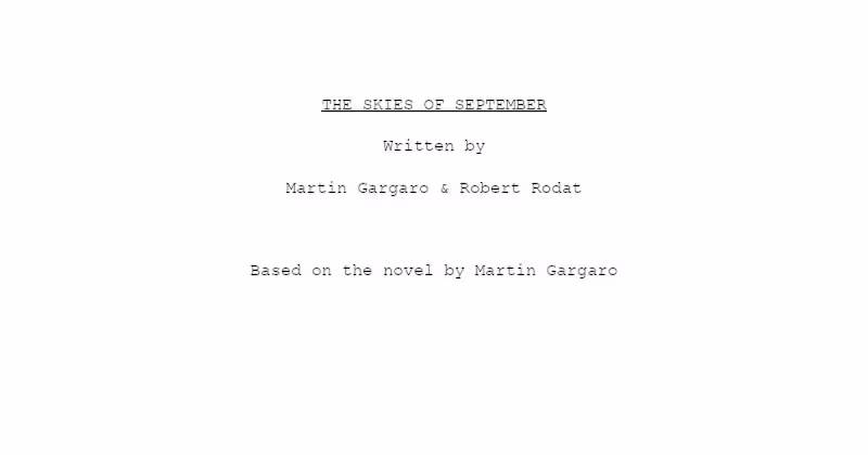 Cover image for The Skies of September - Film Script