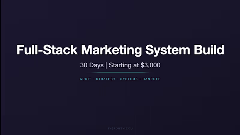 Cover image for Full-Stack Marketing System Build (30 Days)