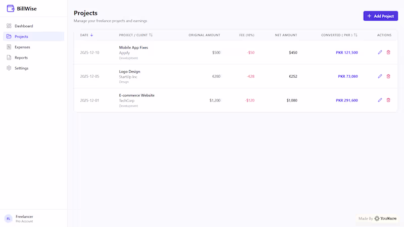 Cover image for BillWise — Freelancer Finance Clarity BillWise is a desktop-...