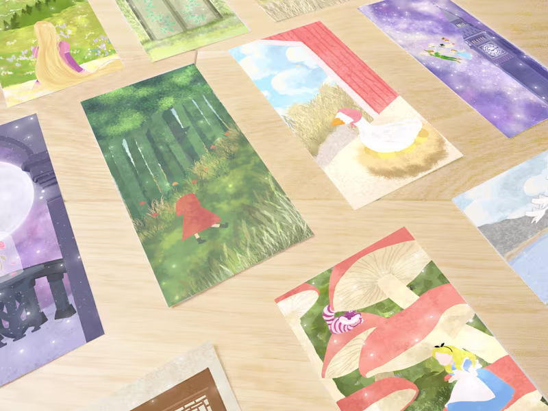 Cover image for Fairy Tales Illustration Cards | Start Your Enchanted Journey 