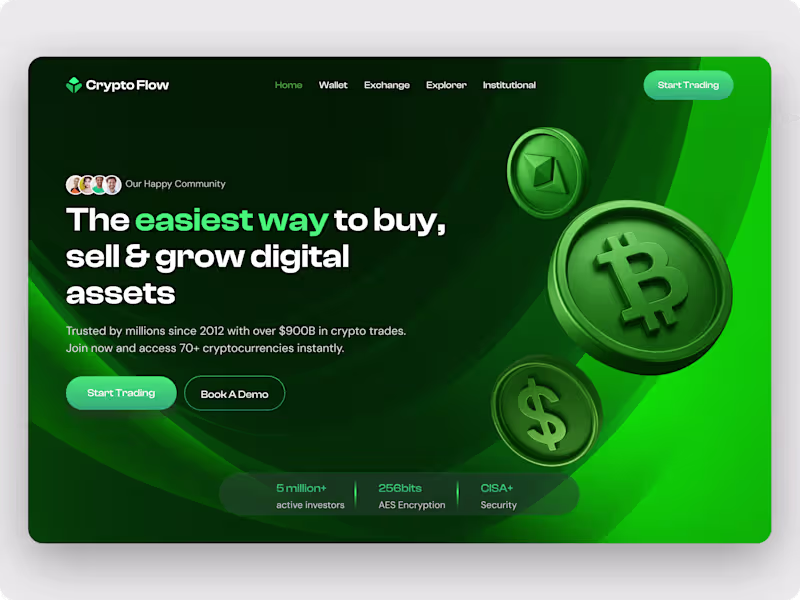 Cover image for Crypto SaaS Landing Page Exploration

Focused