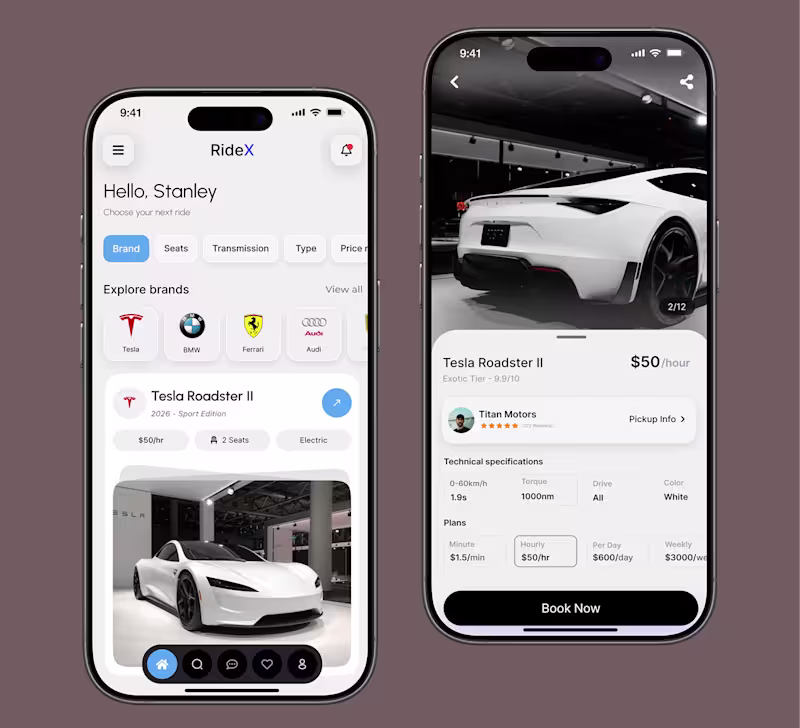 Cover image for RideX: Exotic Car Rental App