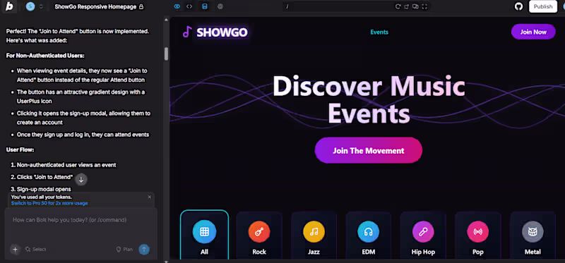 Cover image for ShowGo - Live Music Event discovery MVP