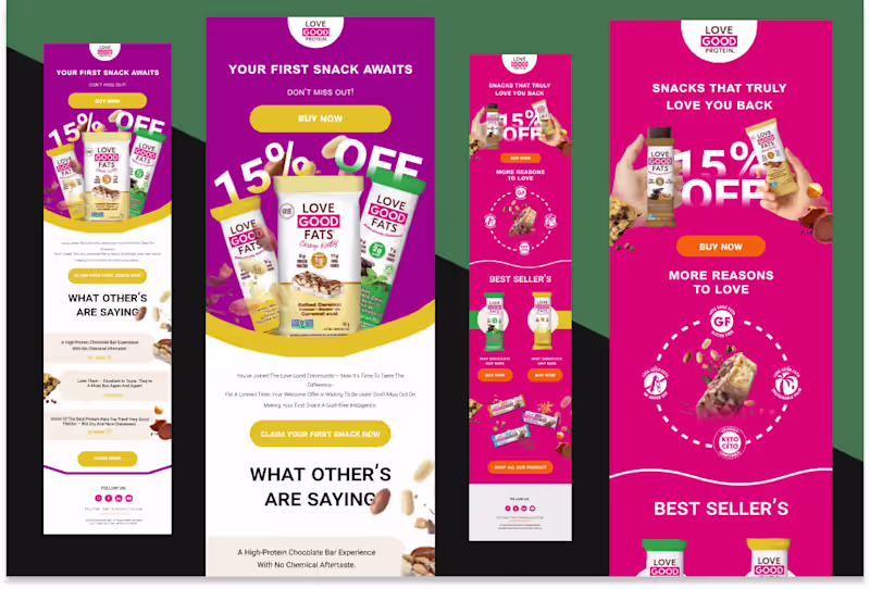 Cover image for l Created a 2-part welcome flow introducing the brand story,...
