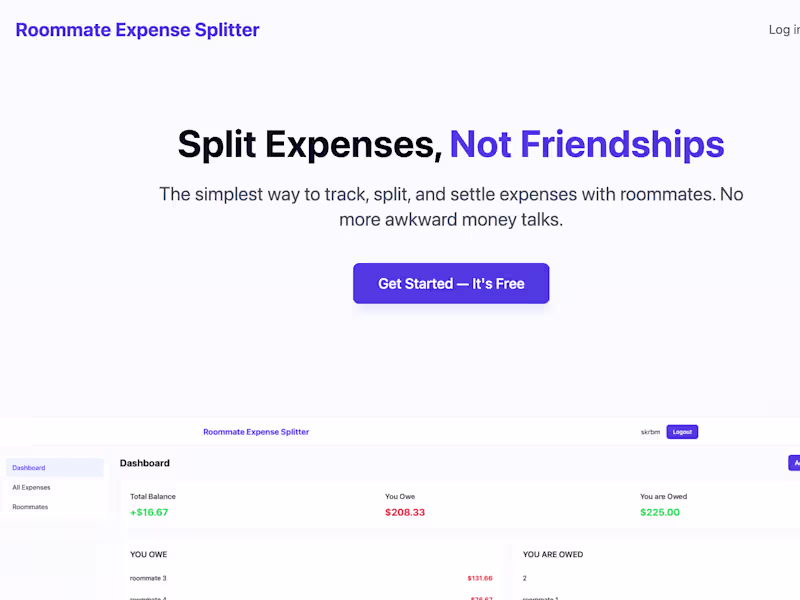 Cover image for Roommate Expense Splitter