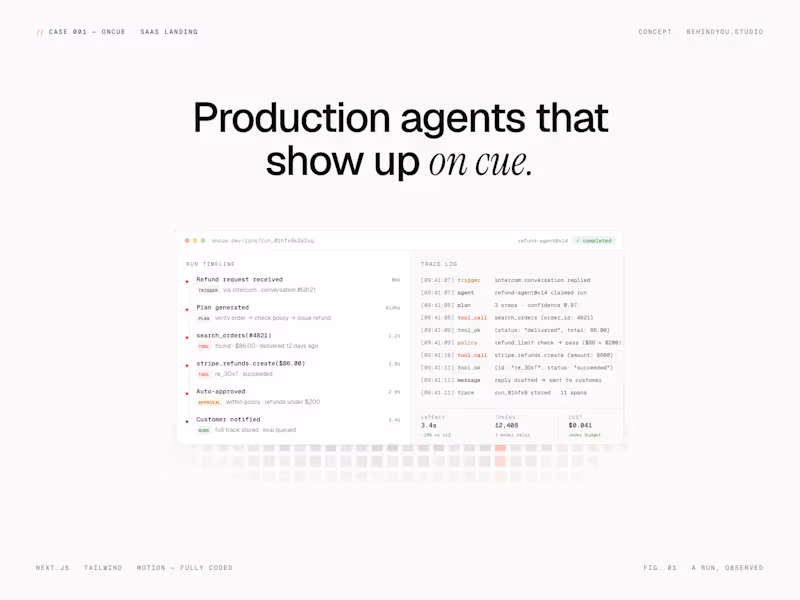 Cover image for Oncue SaaS Landing Page Design and Development