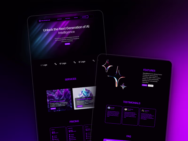 Cover image for NeuroNexus Modern Framer AI SaaS Project