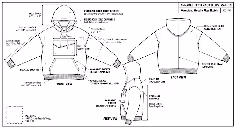 Cover image for Oversized Hoodie with Flap Pocket
