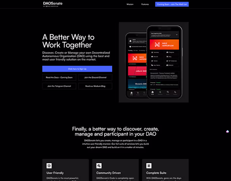 Cover image for DAOSenate Landing Page