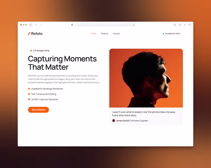 Cover image for Refolio Photography Portfolio Website Design