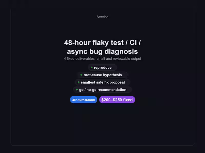 Cover image for 48-hour flaky test / CI / async bug diagnosis