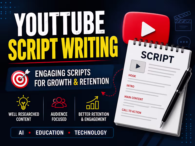 Cover image for I Will Write Engaging YouTube Scripts for Your Channel