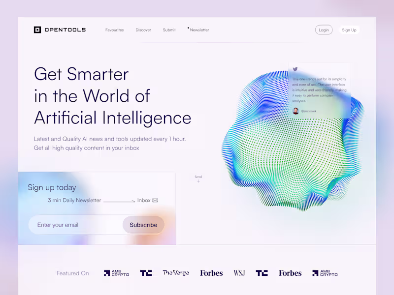 Cover image for Opentools Newsletter Landing Page UI