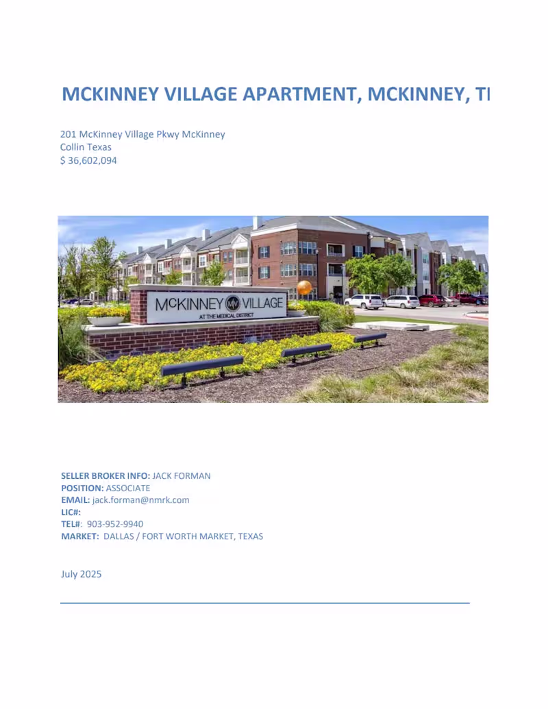 Cover image for MCKINNEY VILLAGE APARTMENT, MCKINNEY, TEXAS