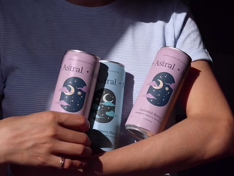Cover image for Astral, elegant, dreamy sparkling water branding