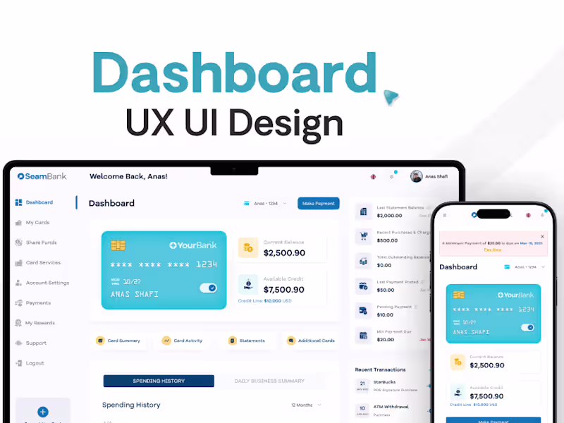 Cover image for UX Dashboard or Web App Design