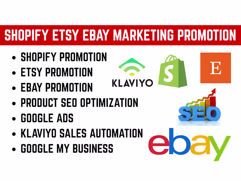 Cover image for Shopify store etsy ebay shop marketing promotion sales SEO