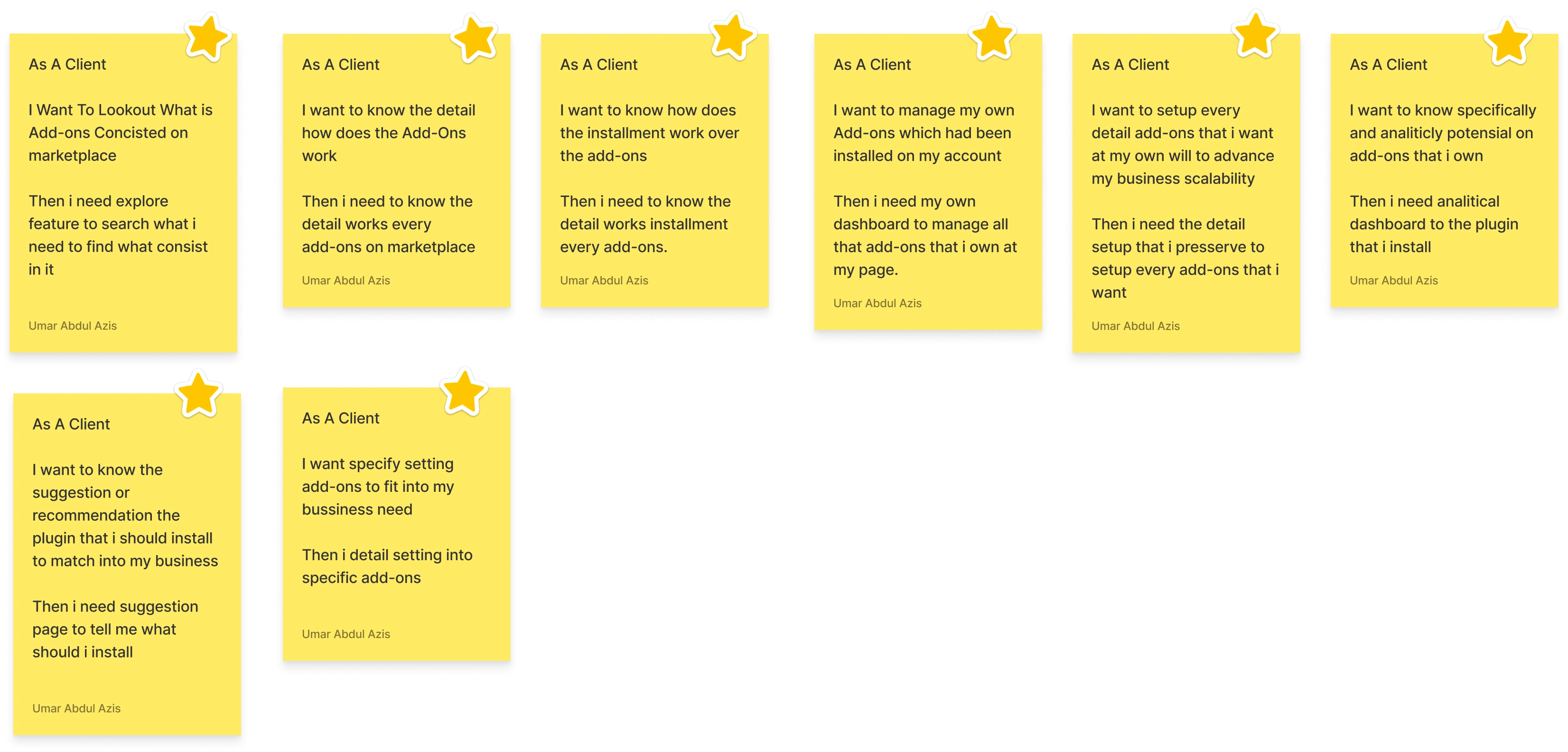 Sorted Card  User Stories by Discussion for Qiscus App Center Feature