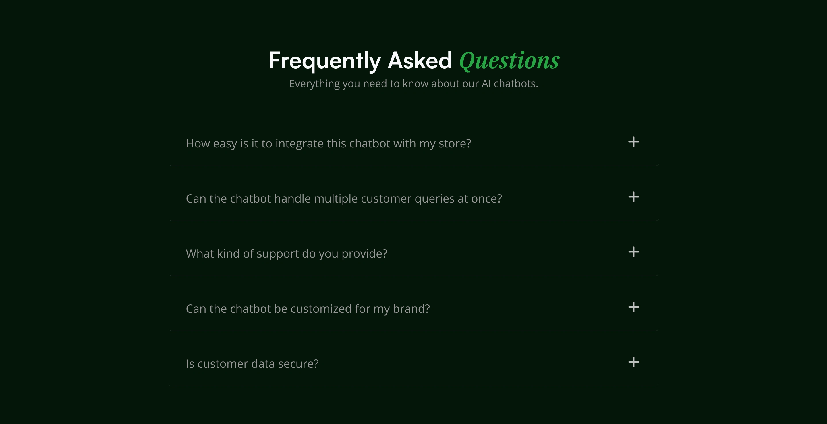 Faqs section