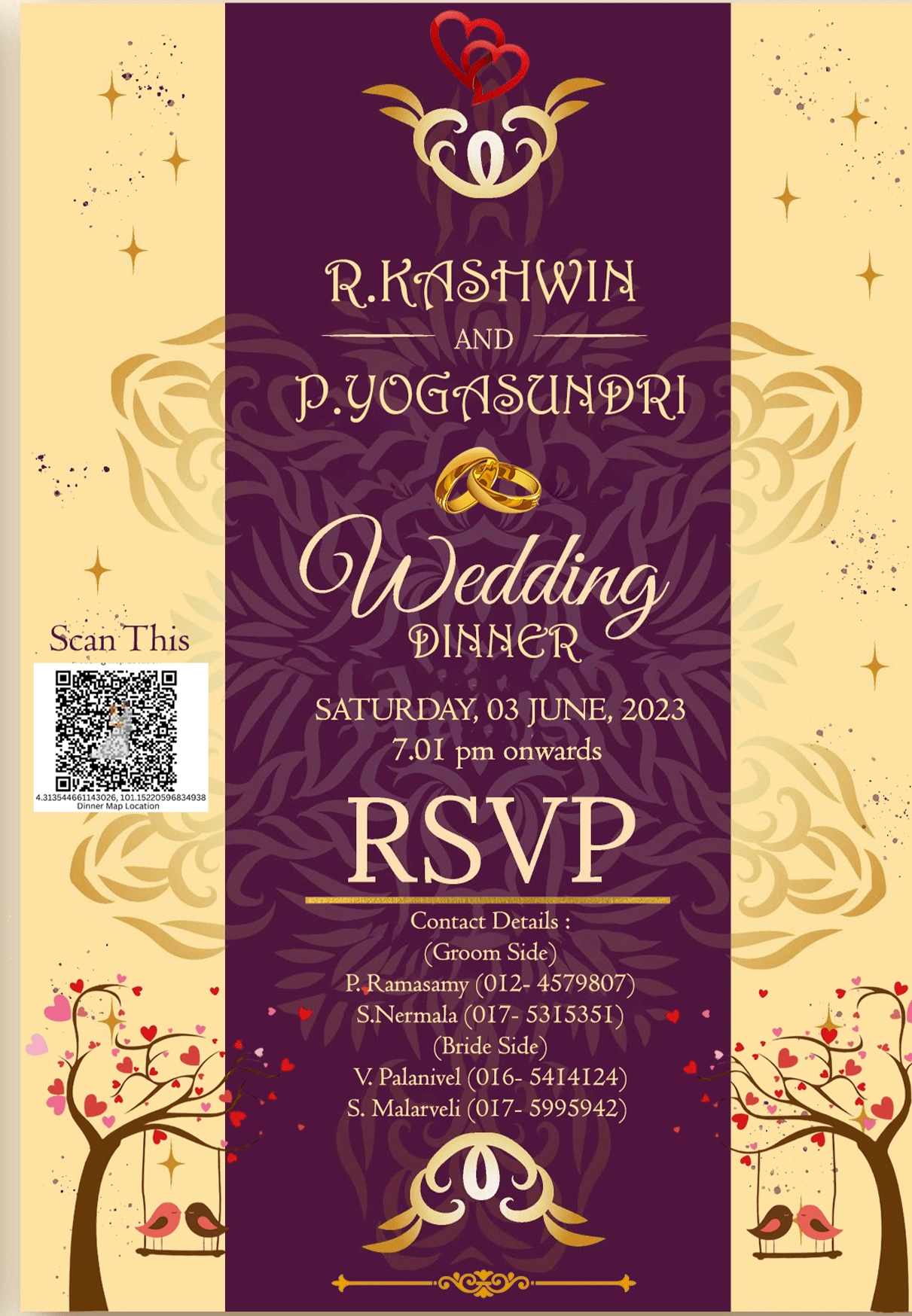 Example of a Wedding Dinner Card ( Back)