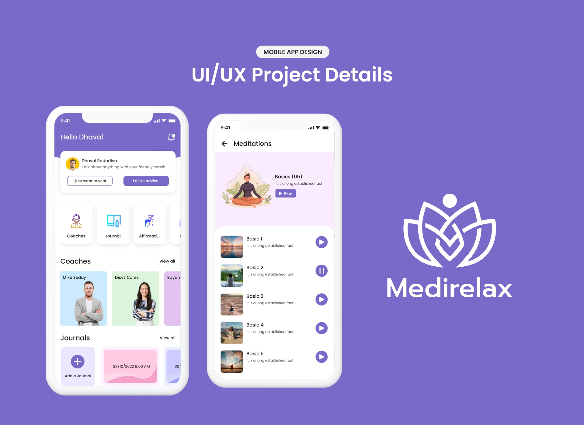 /Medirelax Mobile App UI/UX Design