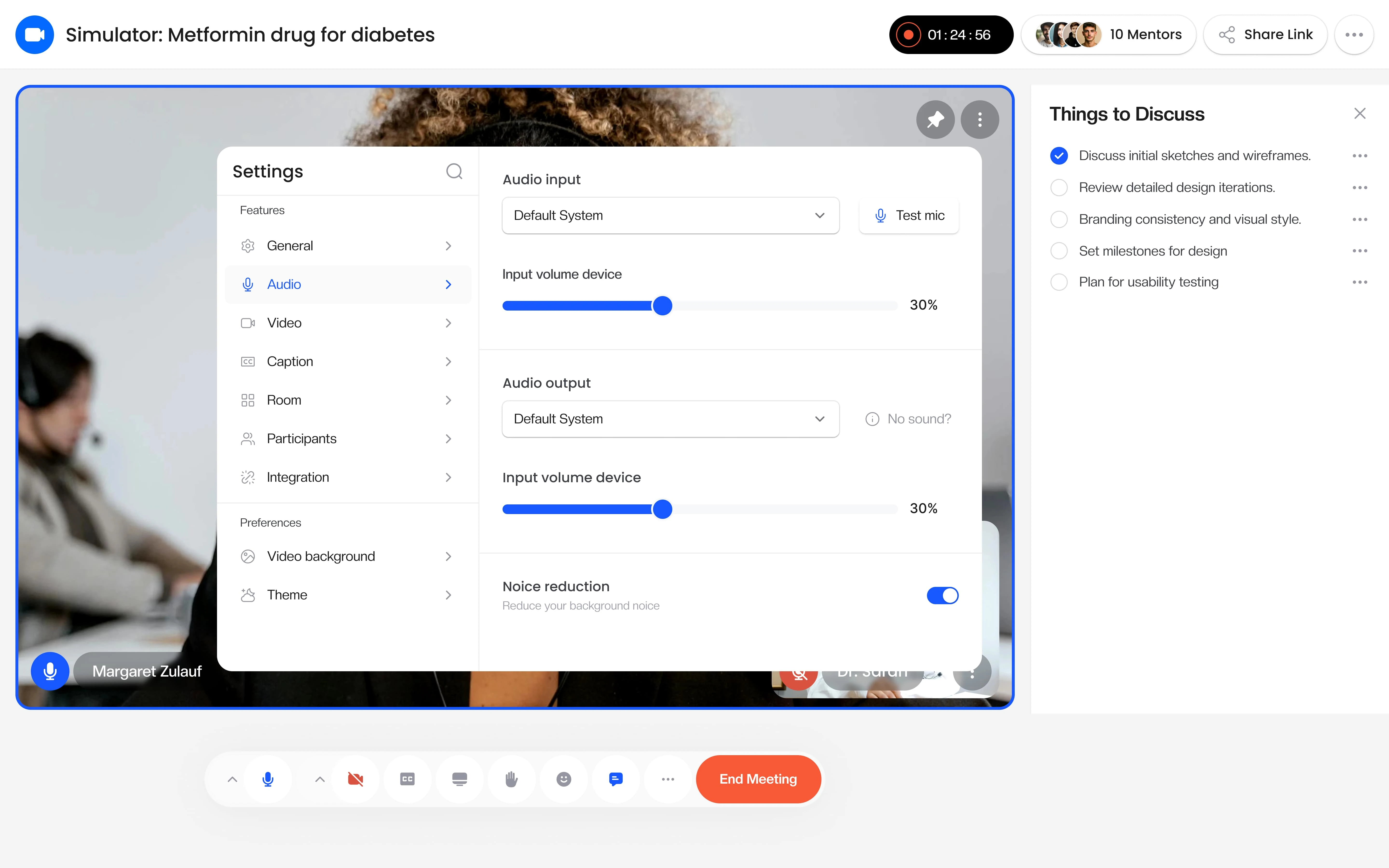 Fig: Settings screen for the rep