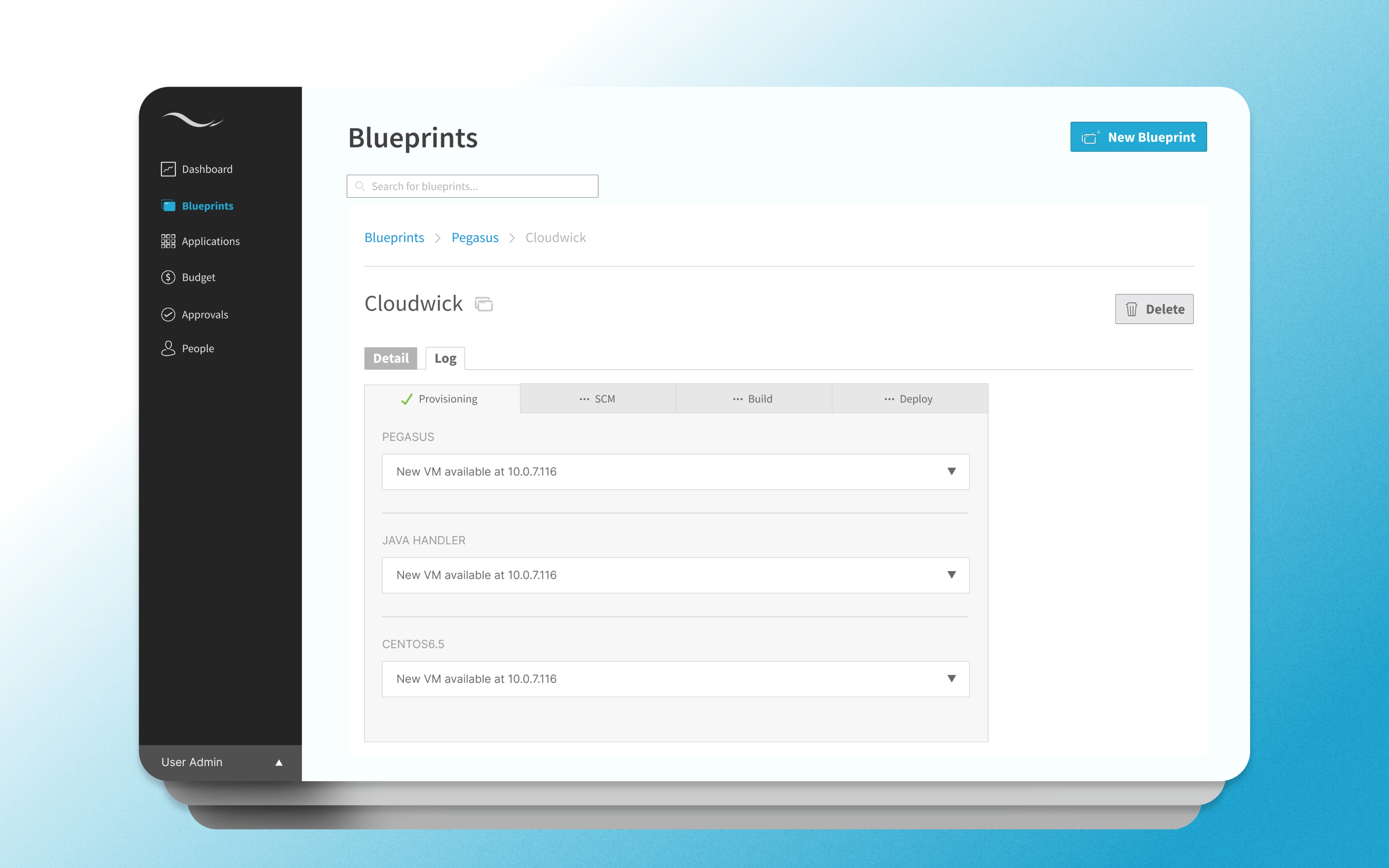 In-depth configuration of an application blueprint.