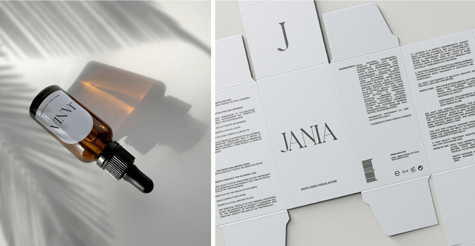 JANIA serum packaging design