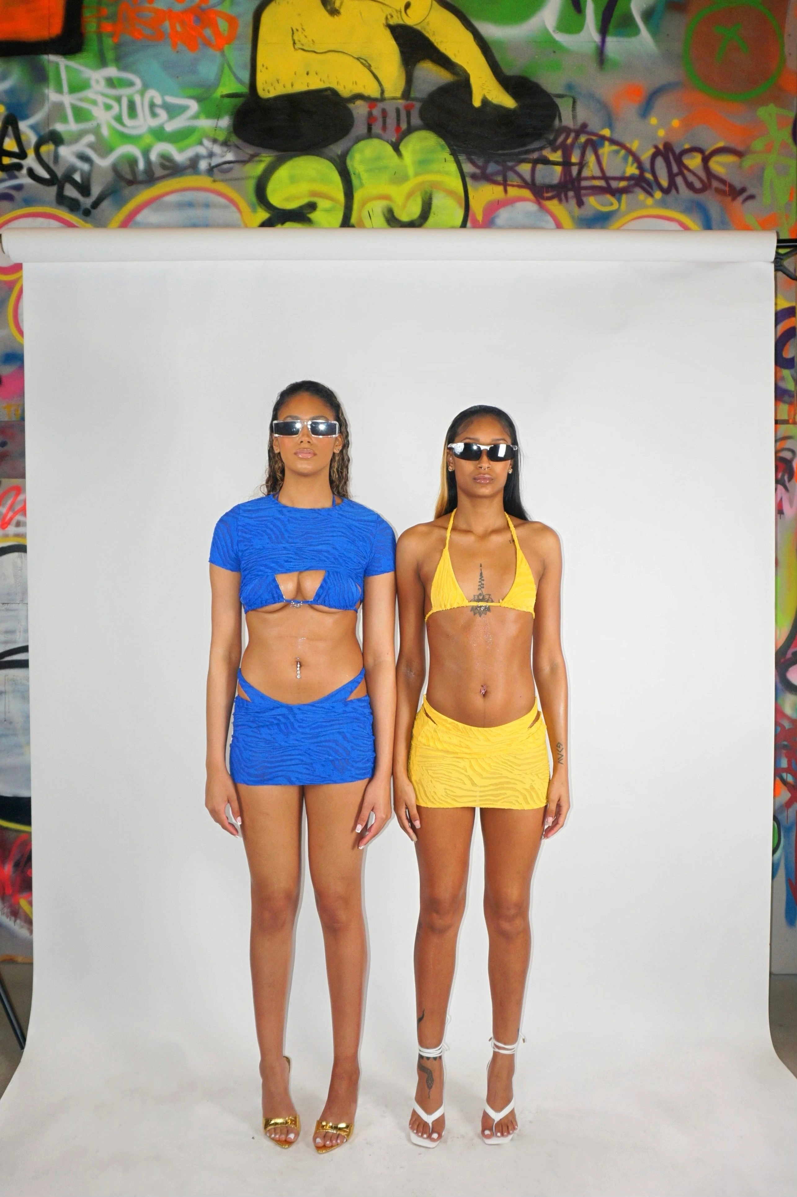 Handmade 4 piece swim sets by Ammy Thach for summer 2023 collection release. Photo taken and edited by Ammy Thach with models Nelly & Anika in Boston.