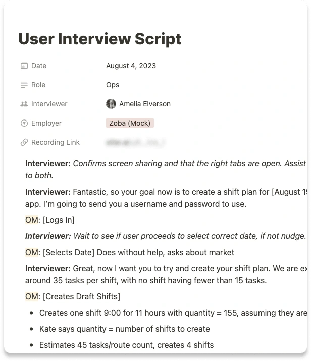 User Interview Script