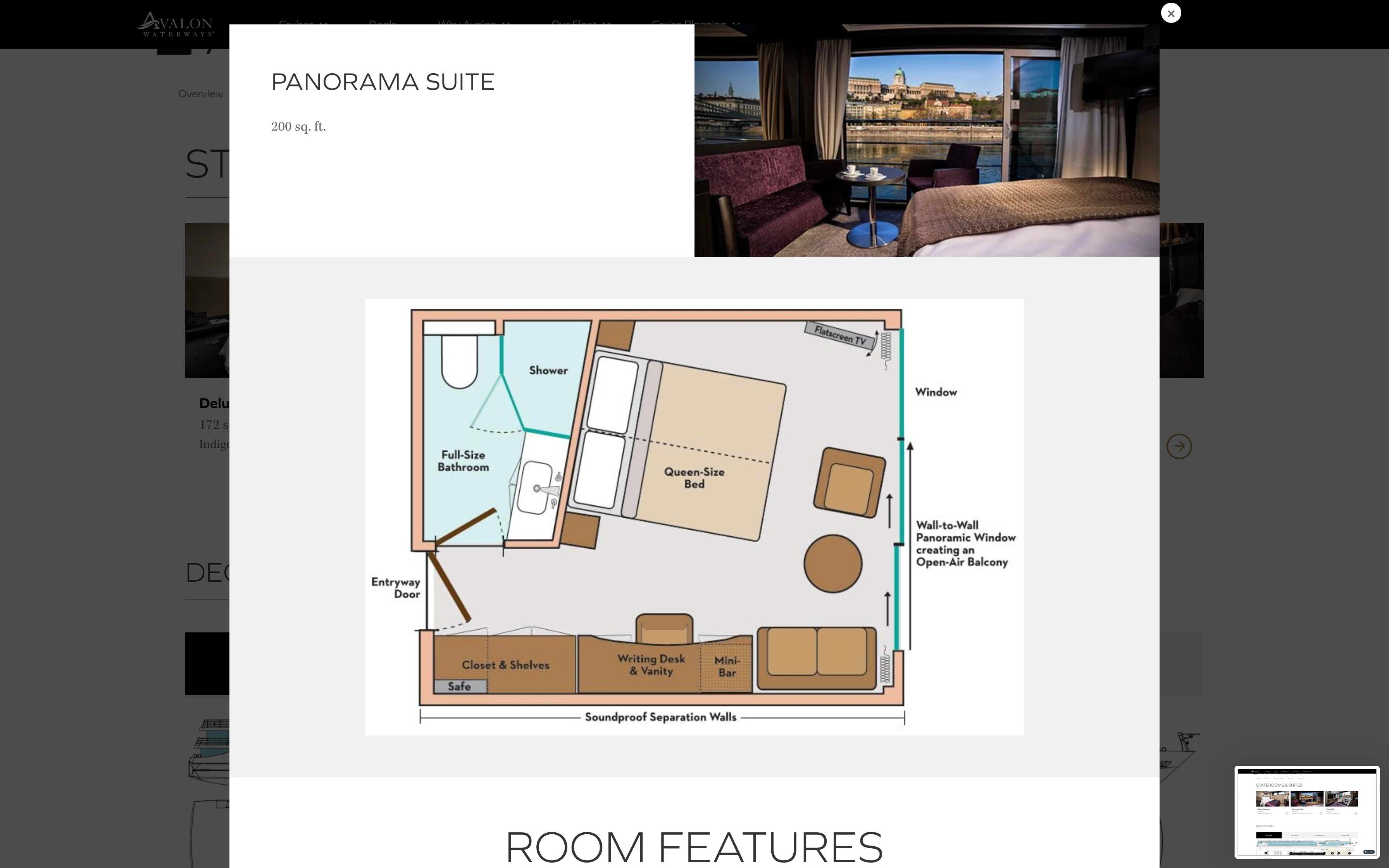 Showing here a modal that opens up to show more details about a room suite.