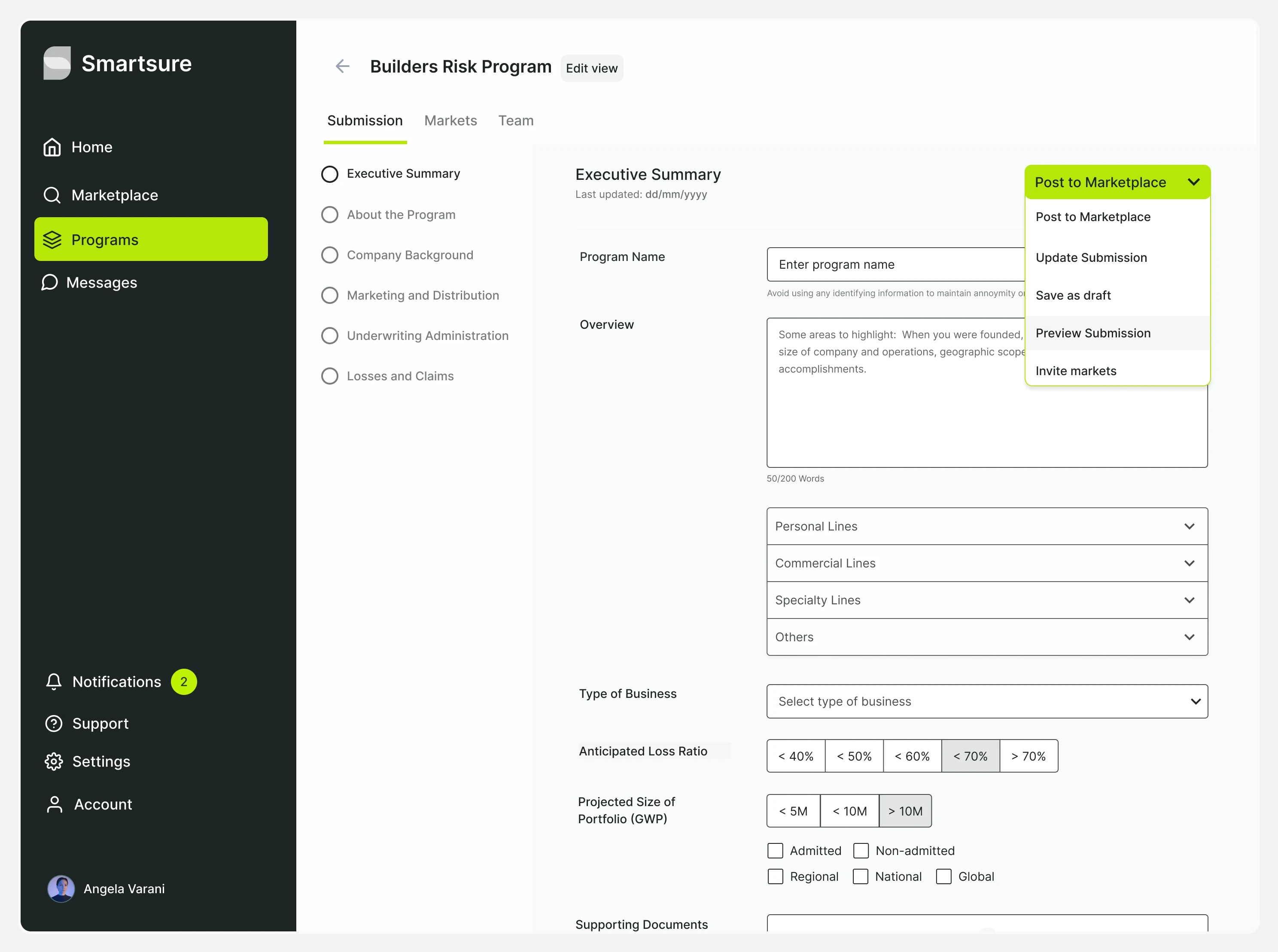 Executive Summary Form