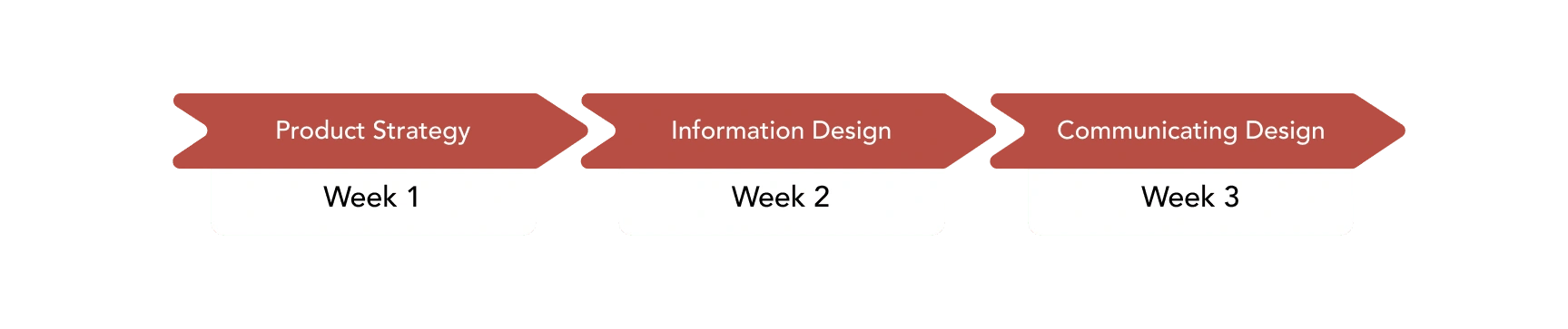 Infographic representing how the project was structured by week.