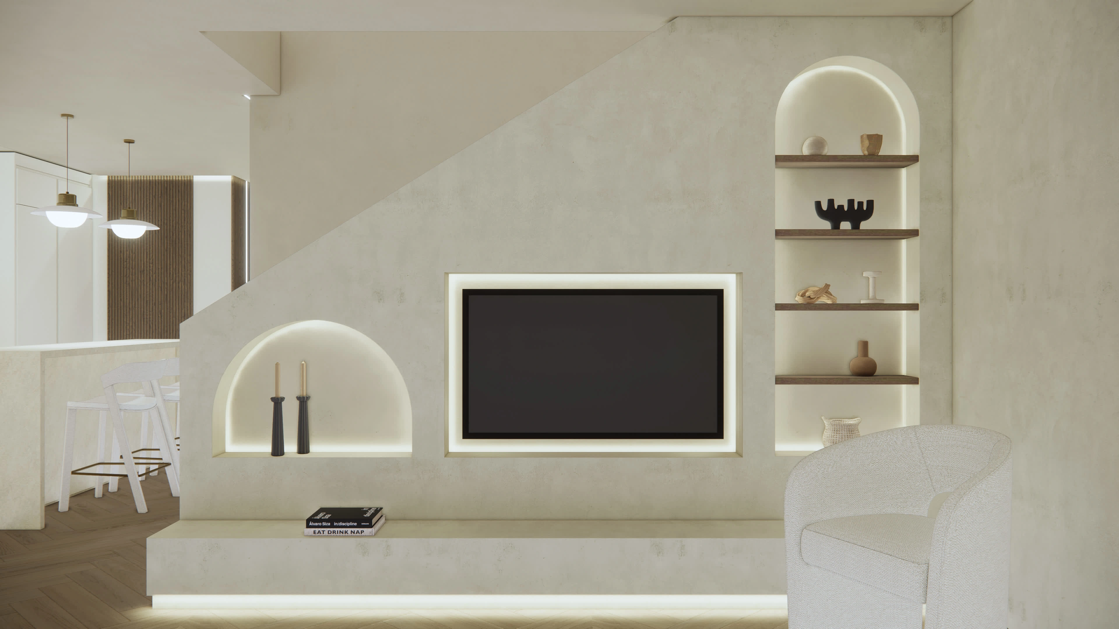 tv wall with concealed storage