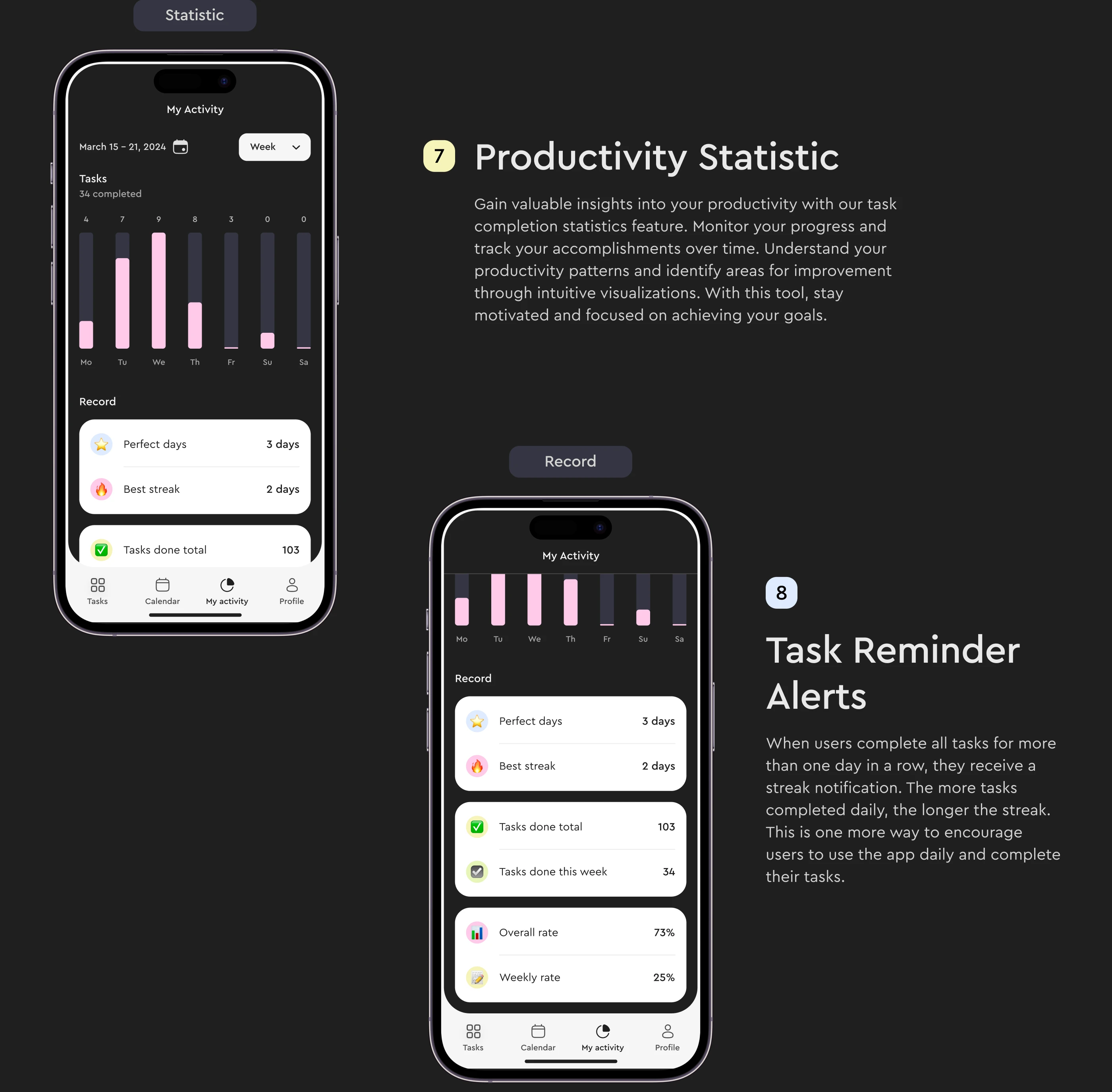 Statistics and Record pages