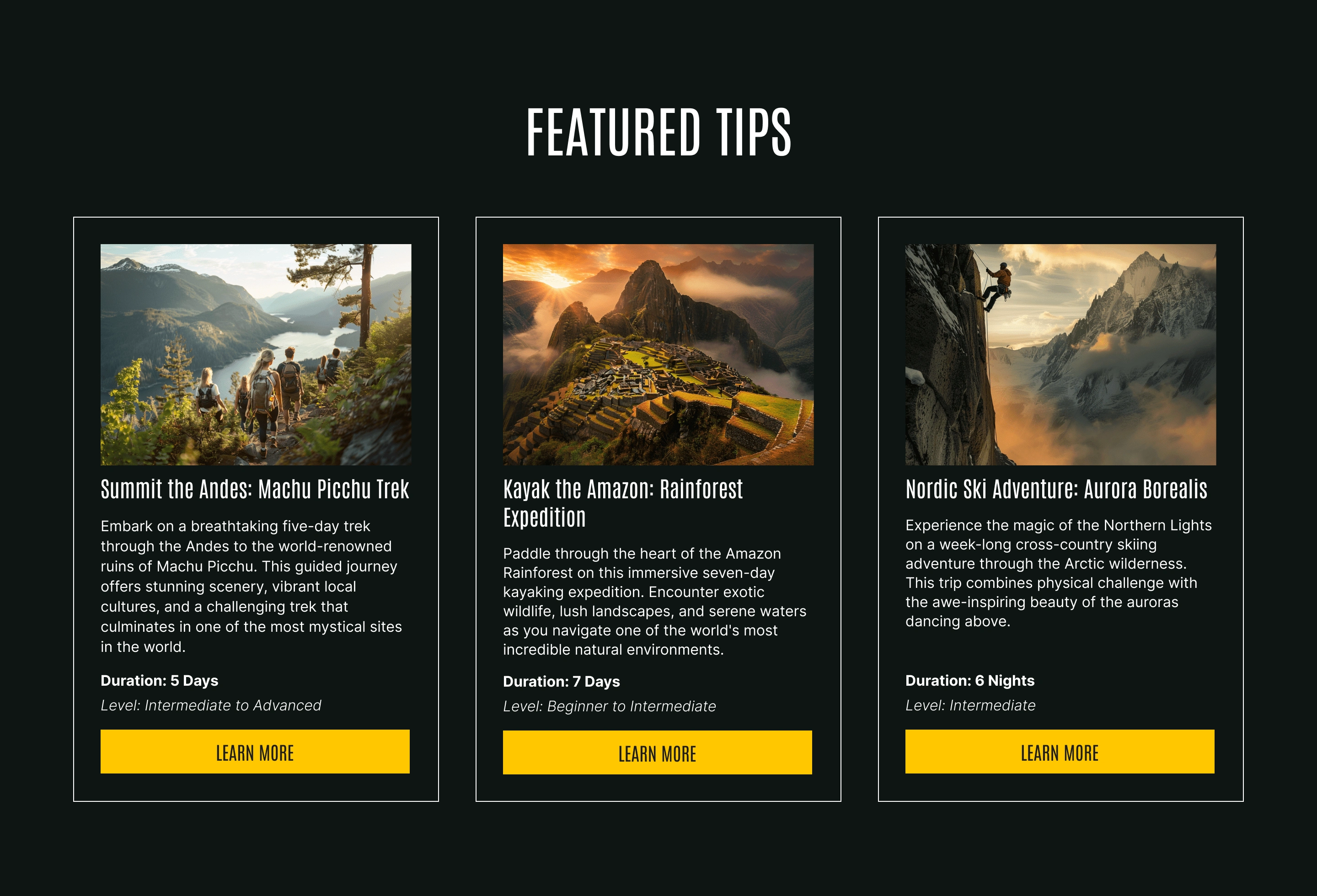 Featured tips section