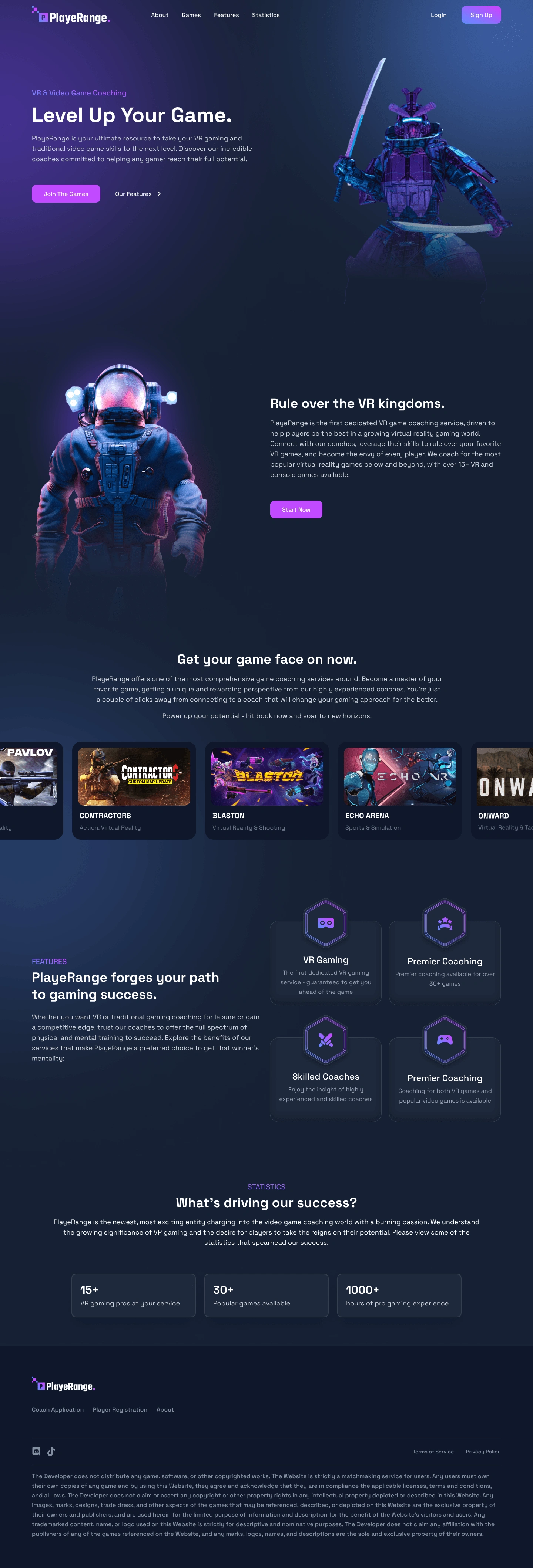 PlayerRange - Landing Page