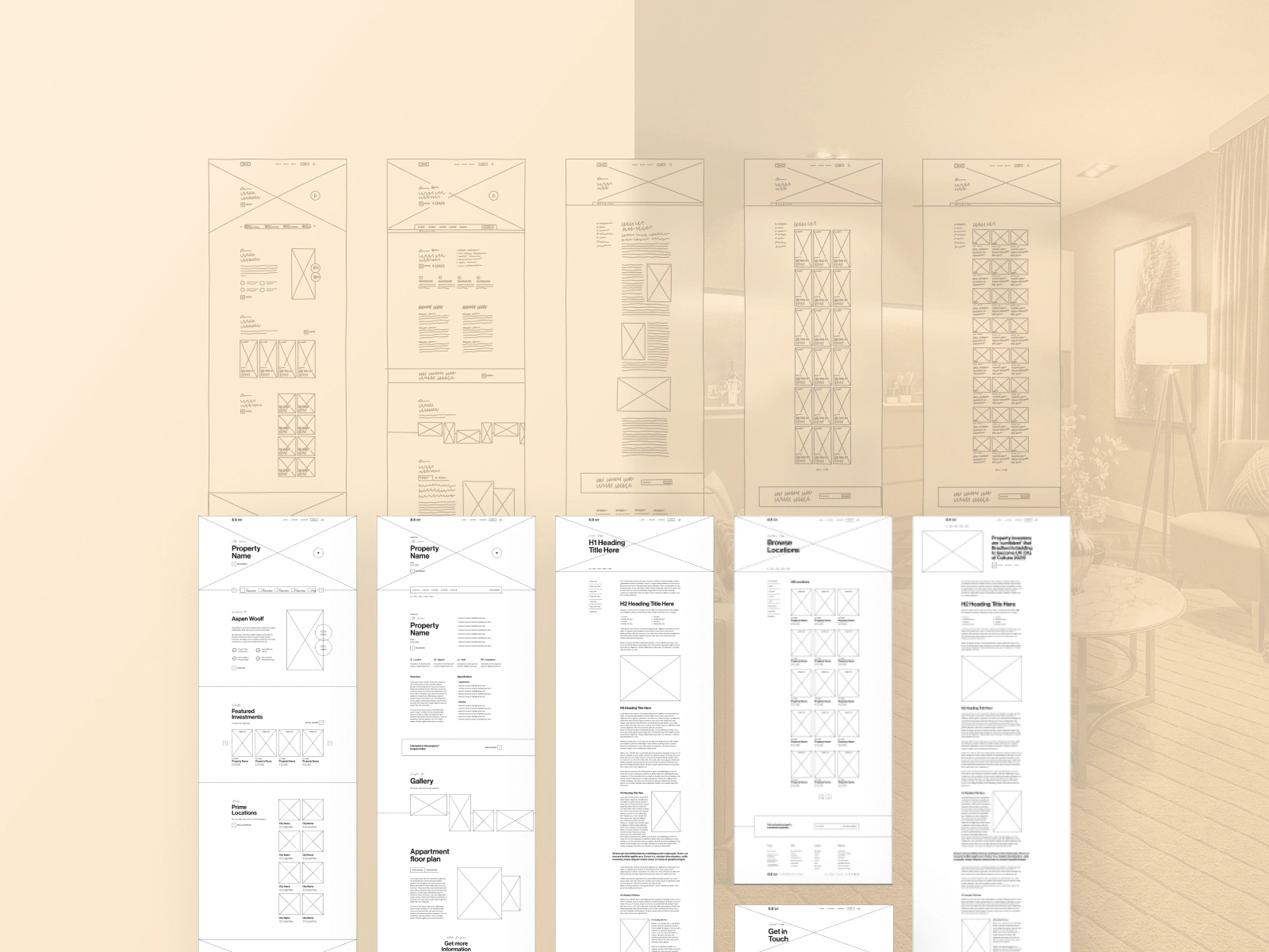 Sketches and wireframes