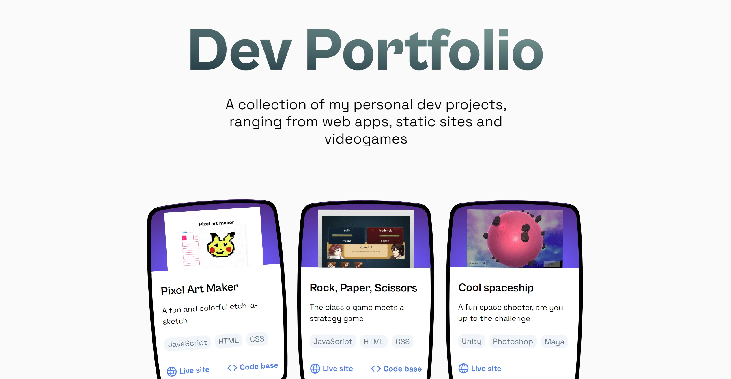 Dev portfolio. Where my dev side projects live