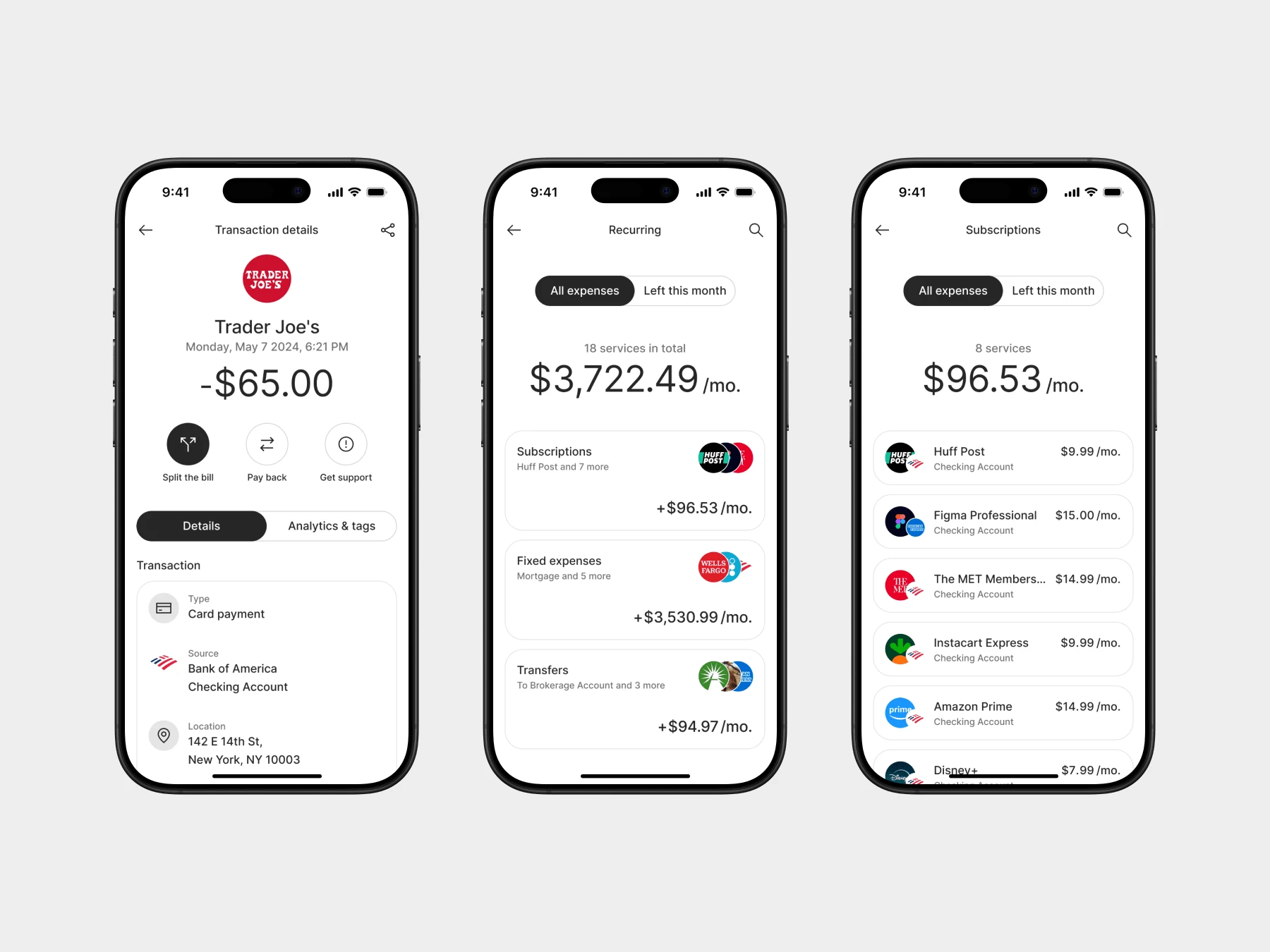 Finance Hub App - Transaction Details, Recurring Events and Subscriptions