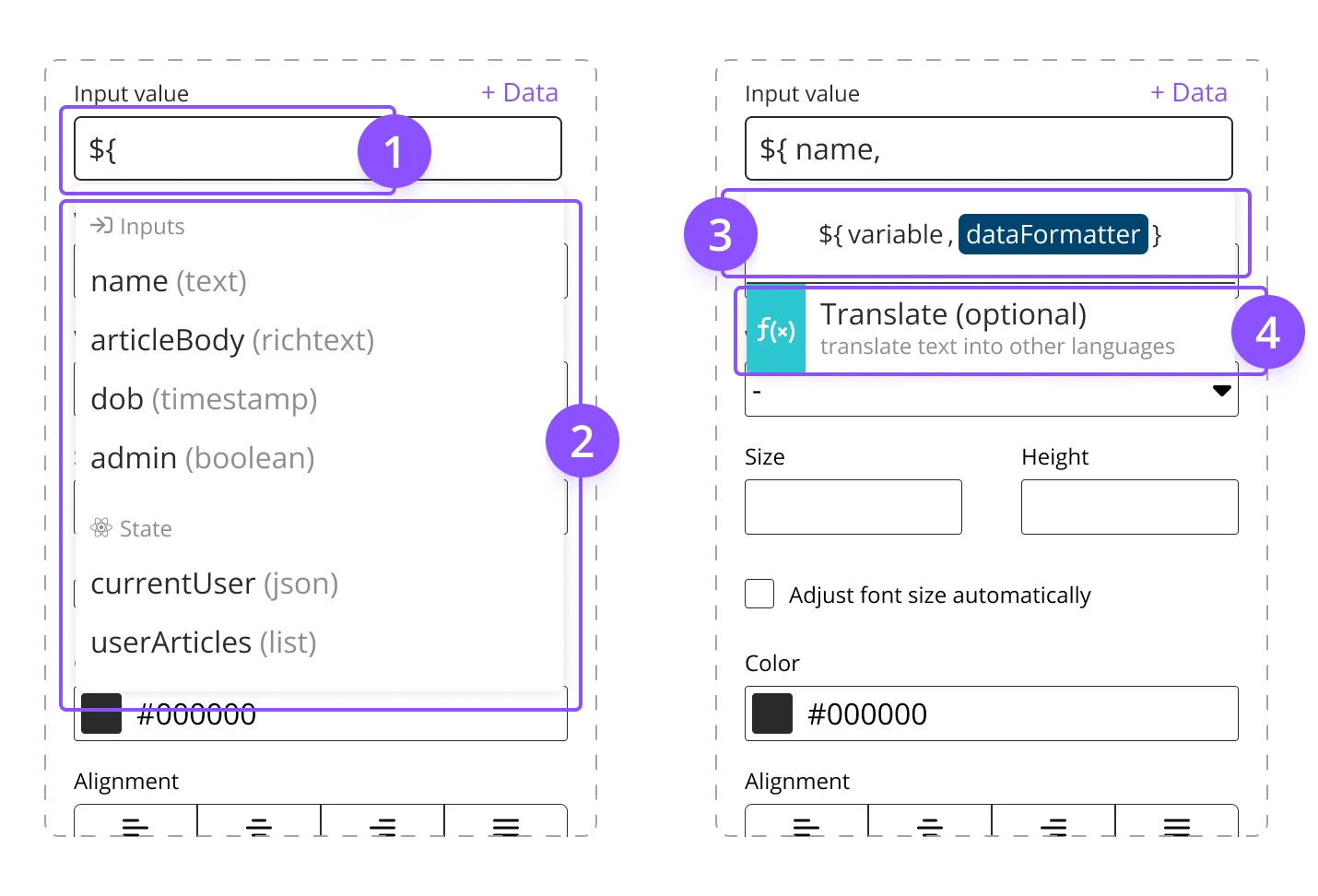 UI breakdown of syntax builder