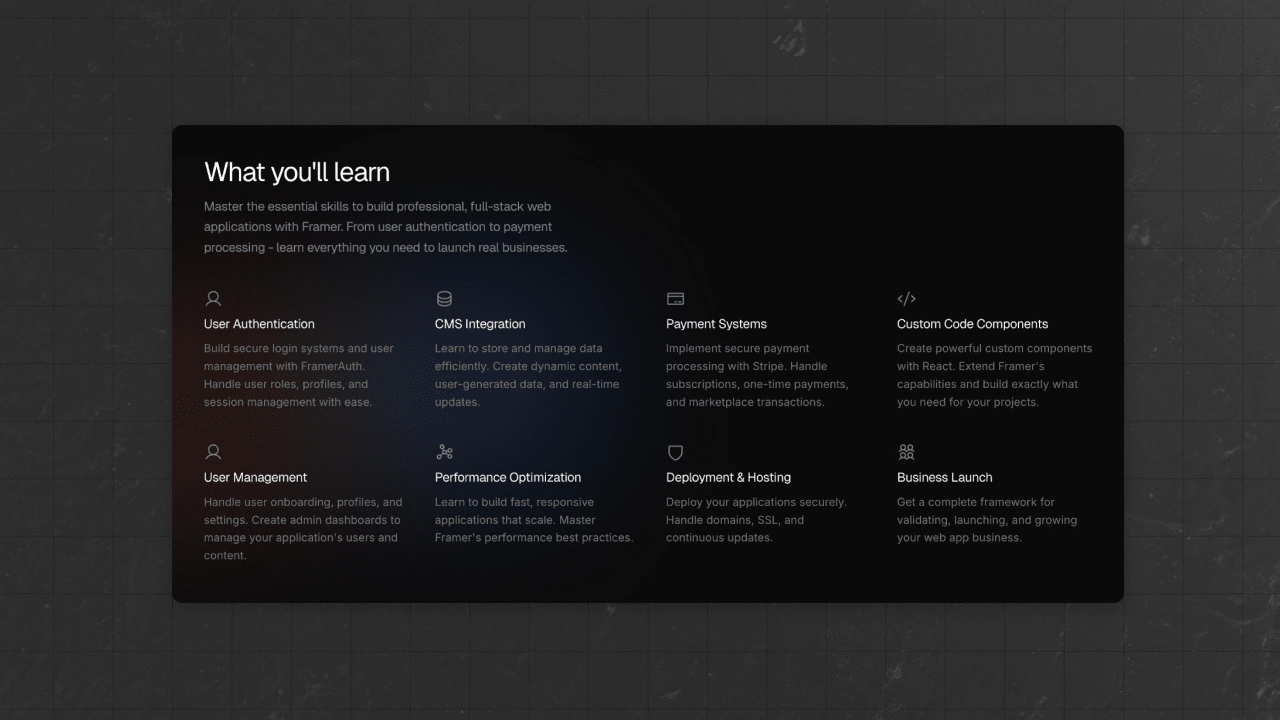 Bootcamp content section with a nice gradient background