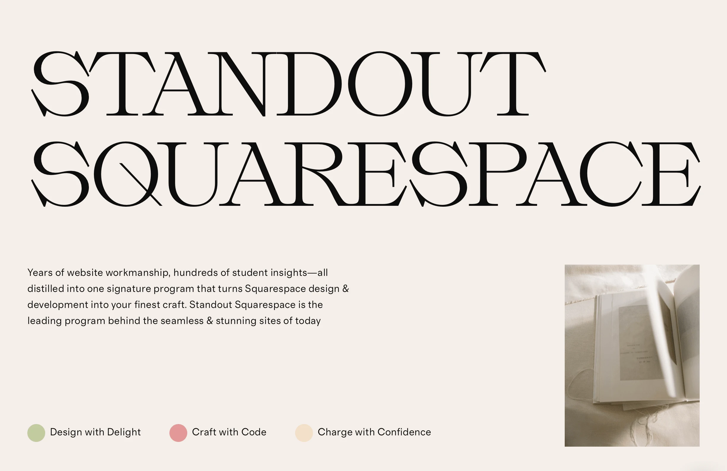 The Standout Squarespace sales page from above the fold.