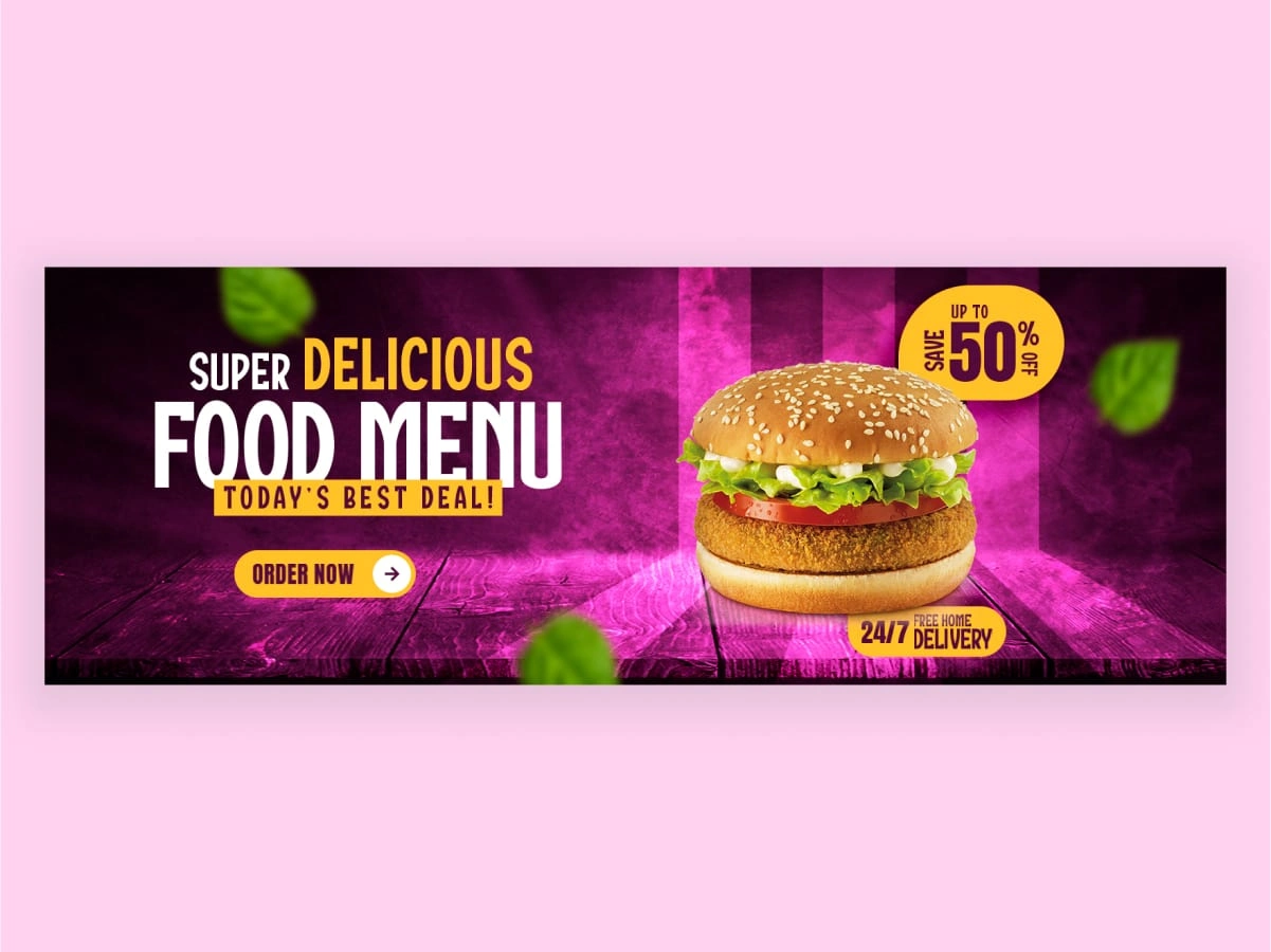 Delicious Food Menu Banner