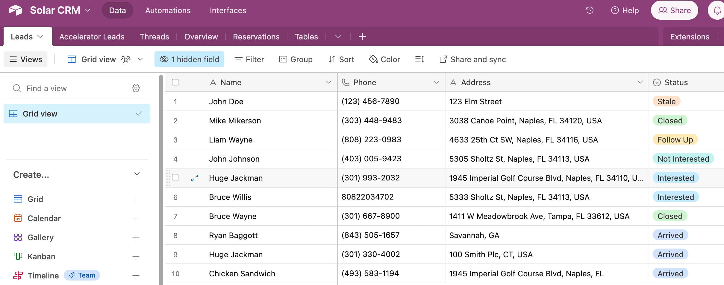 Lead information is automatically logged to Airtable CRM