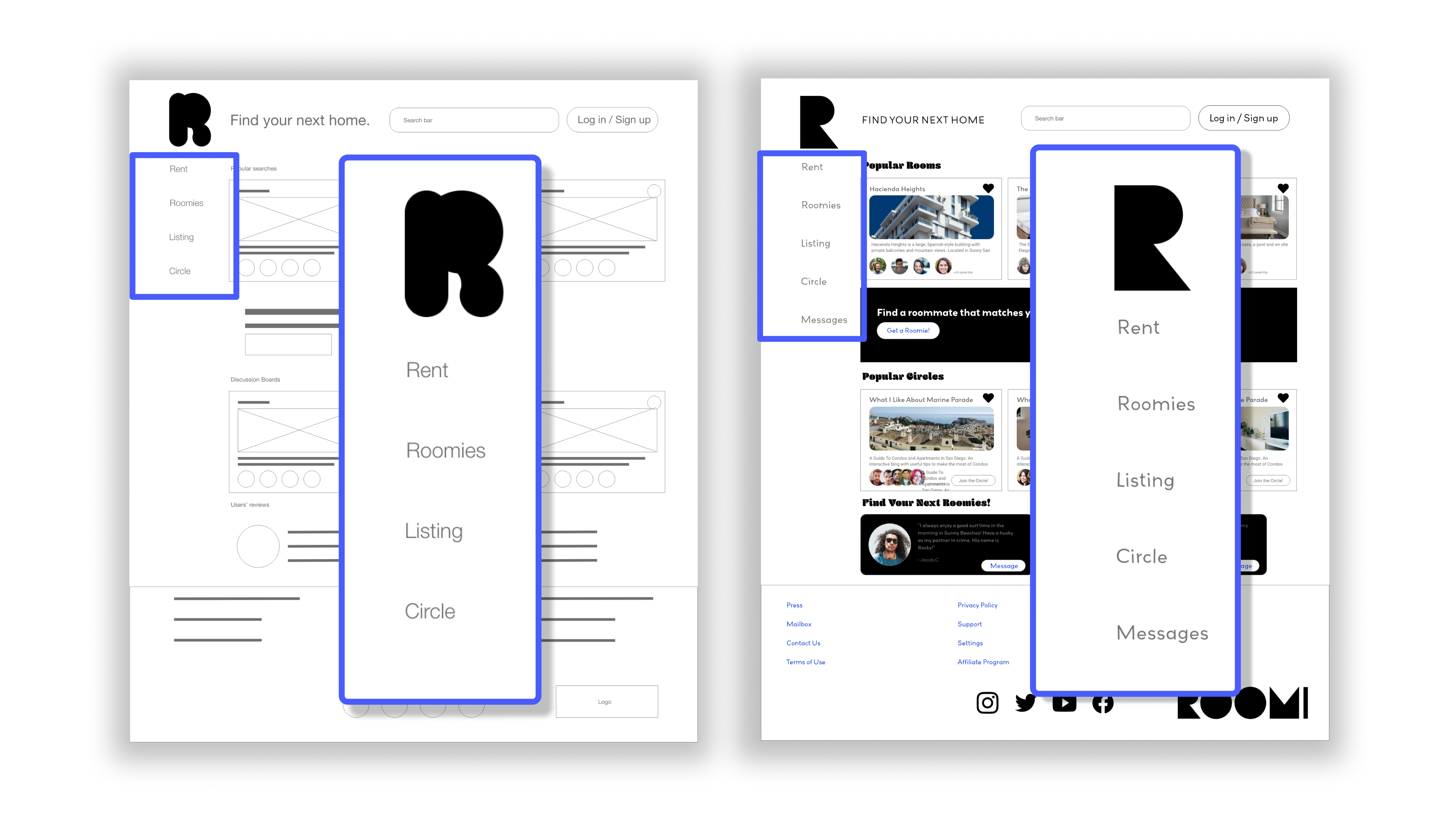 Before Usability Study (Left) vs After Usability Study (Right)