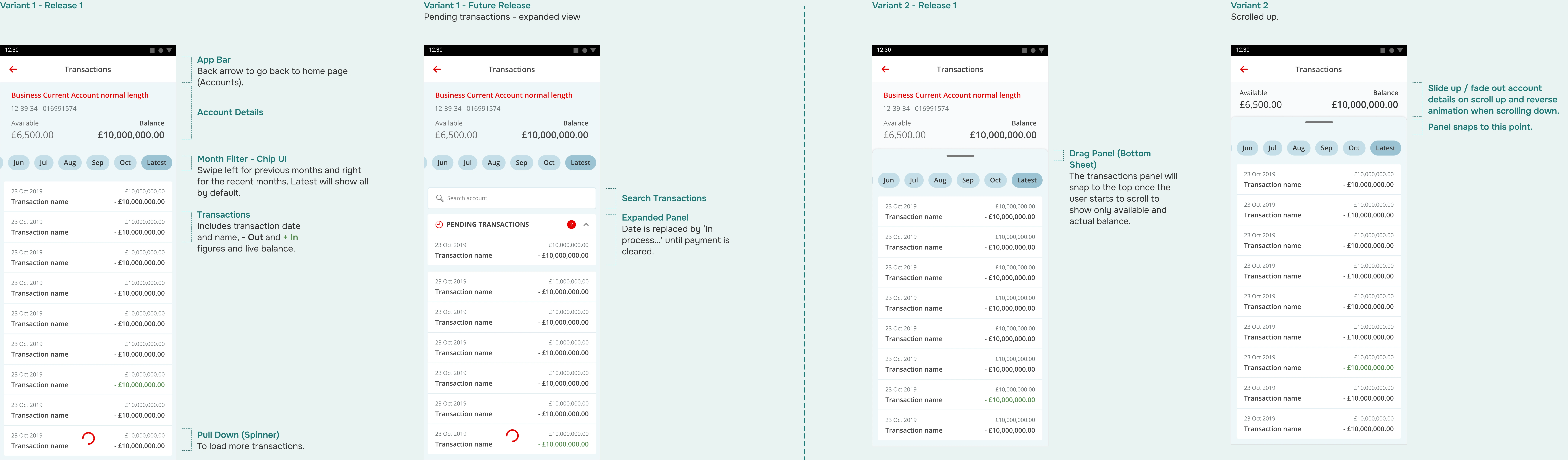 Exploring Solutions for the transaction screen